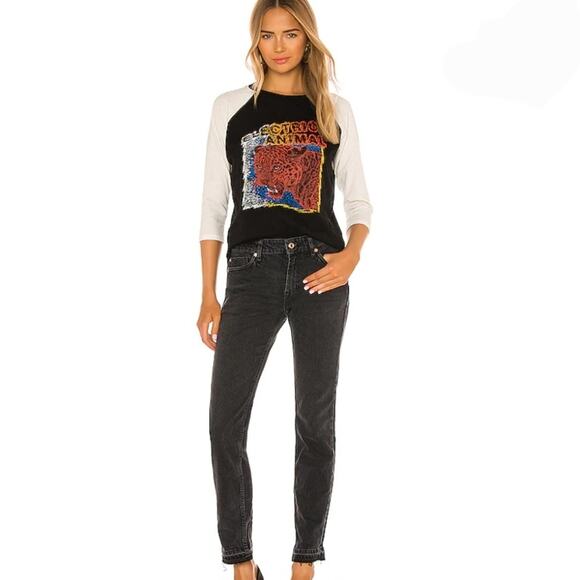 NEW Free People High Waisted Released Frayed Hem Slim Boyfriend Jean Faded Black - Picture 8 of 8
